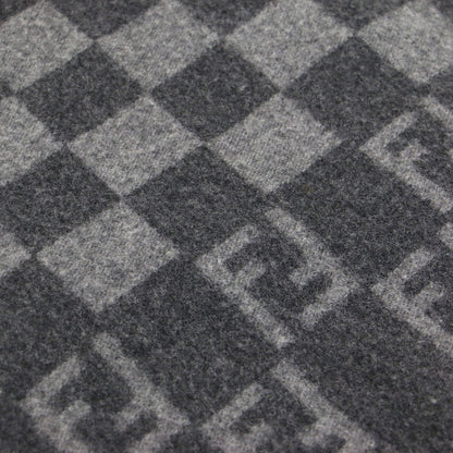 ロゴ ブロックチェック マフラー / ストール フリンジ ウール