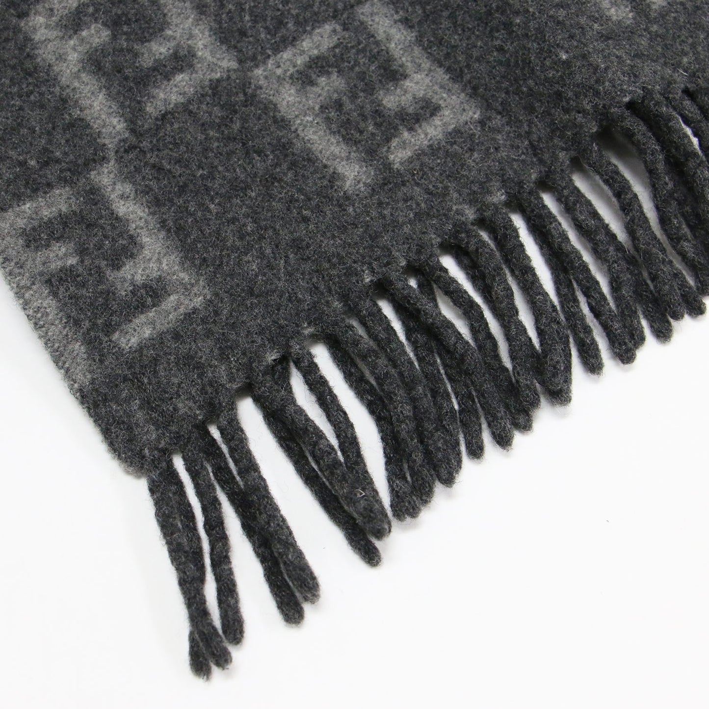 ロゴ ブロックチェック マフラー / ストール フリンジ ウール