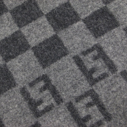 ロゴ ブロックチェック マフラー / ストール フリンジ ウール