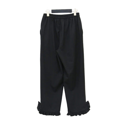 23秋冬 ストレッチ フリルパンツ / アンクル丈 ウエストゴム スリット レーヨン ウール