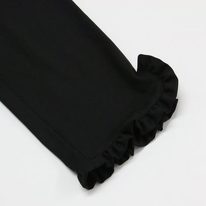 23秋冬 ストレッチ フリルパンツ / アンクル丈 ウエストゴム スリット レーヨン ウール