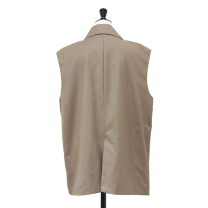 21秋冬 クルミボタン ダブル テーラード ベスト / MUTUALLY HOODIE WITH VEST ジレ ミドル丈 スリット ワイド