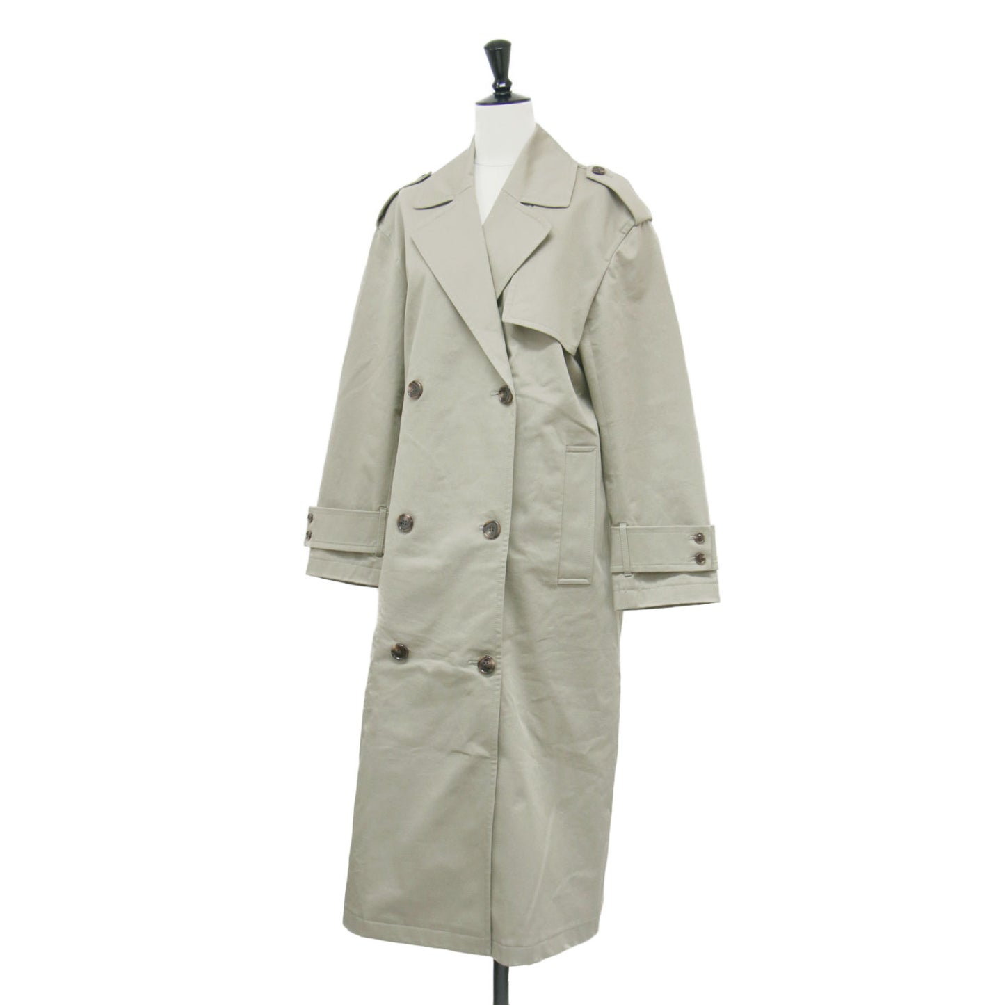 コットン トレンチコート / COTTON TRENCH/OS DB TRENCH A ロング オーバーサイズ ダブルブレスト