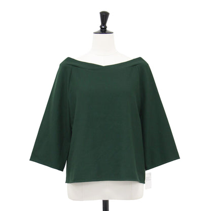 ボートネック プルオーバー / カットソー 七分袖 コンパクト丈 ワイドシルエット ストレッチ