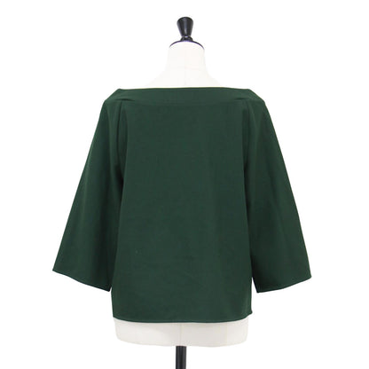 ボートネック プルオーバー / カットソー 七分袖 コンパクト丈 ワイドシルエット ストレッチ