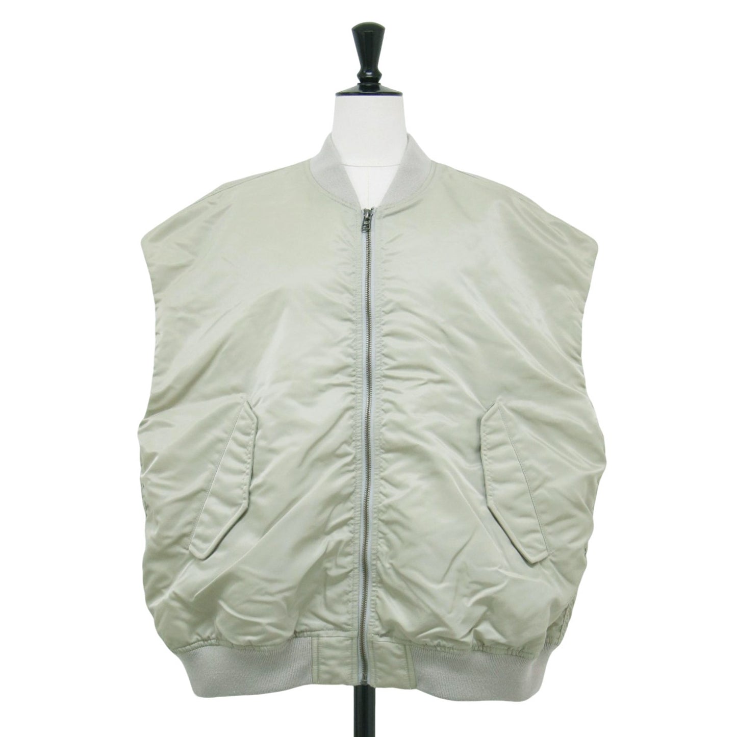 21秋冬 ナイロン ツイル ミリタリー ベスト / ダウンベスト オーバーサイズ ドロップショルダー ウール