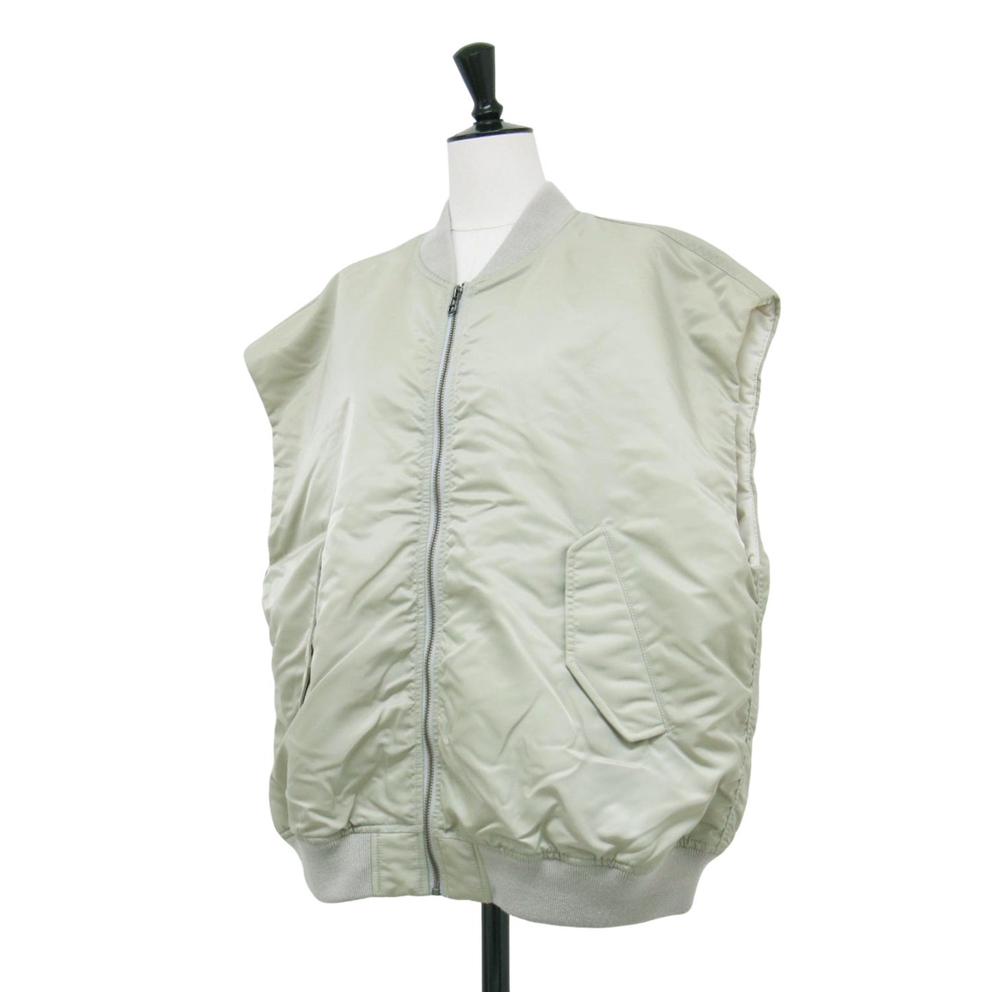 21秋冬 ナイロン ツイル ミリタリー ベスト / ダウンベスト オーバーサイズ ドロップショルダー ウール