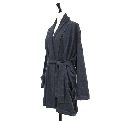 ベルト付き ショールカラー ニットカーディガン / ガウン 長袖 ミドル丈 オーバーサイズ ウール