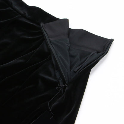 VELOUR NOIR ベルベット フレアスカート / 膝丈 タック Aライン ベロア