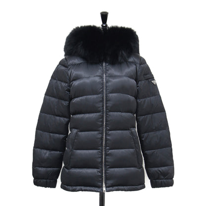 ミドル丈 ファー ダウンコート 28G060 / フーディ 長袖 ウエストシェイプ オックスファー