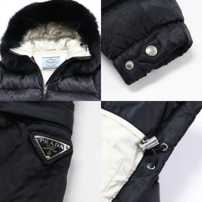 ミドル丈 ファー ダウンコート 28G060 / フーディ 長袖 ウエストシェイプ オックスファー