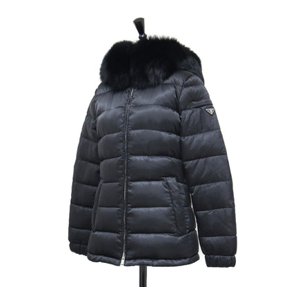 ミドル丈 ファー ダウンコート 28G060 / フーディ 長袖 ウエストシェイプ オックスファー