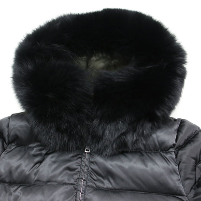 ミドル丈 ファー ダウンコート 28G060 / フーディ 長袖 ウエストシェイプ オックスファー