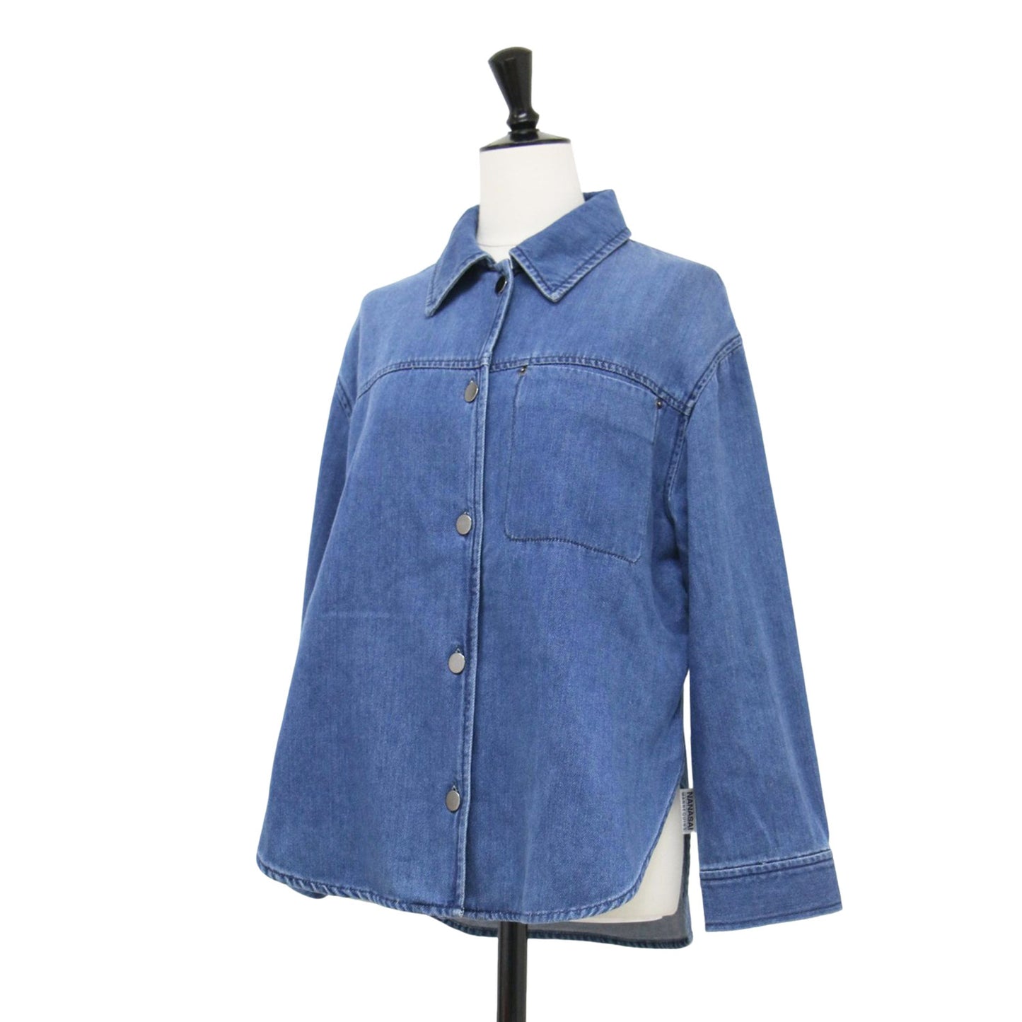 25春夏 デニムシャツ ジャケット / Slate Denim Ivane Shirt Gジャン 長袖 ステンカラー メタルボタン コットン ウォッシュ加工
