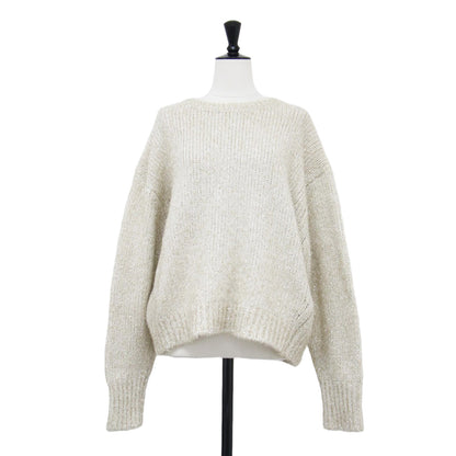 24秋冬 ラメ シャギーニット / プルオーバー 長袖 クルーンネック ワイド ウール カシミヤ