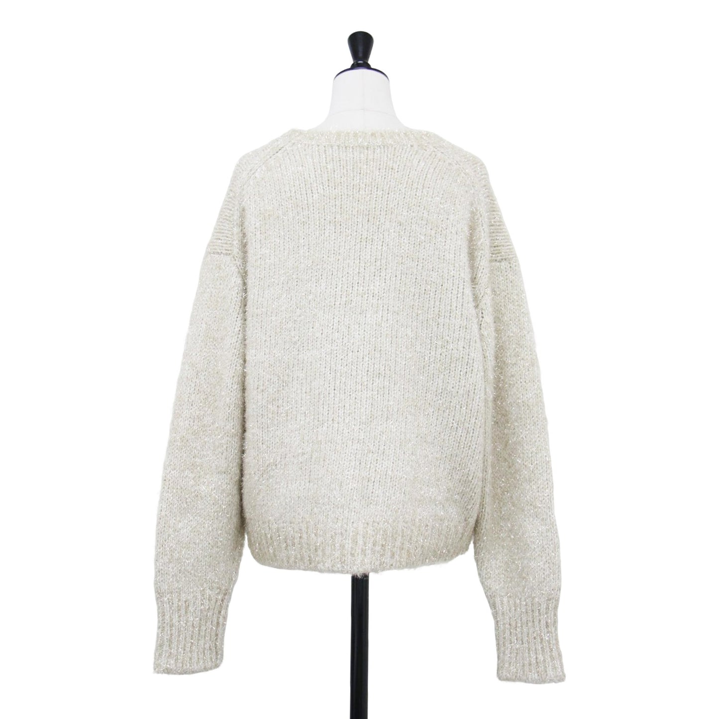 24秋冬 ラメ シャギーニット / プルオーバー 長袖 クルーンネック ワイド ウール カシミヤ