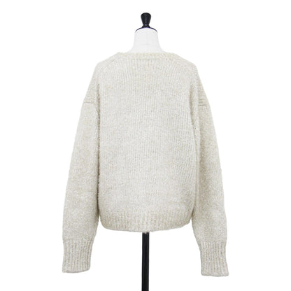 24秋冬 ラメ シャギーニット / プルオーバー 長袖 クルーンネック ワイド ウール カシミヤ