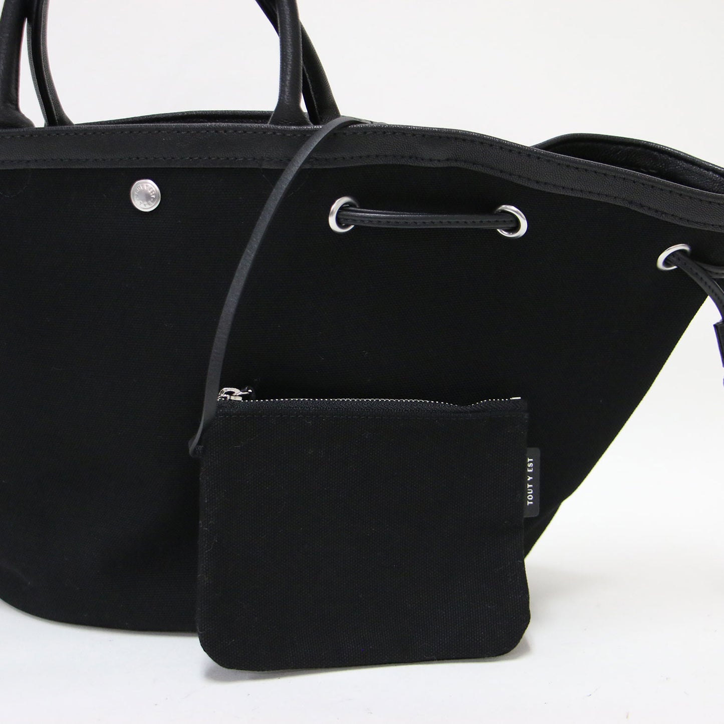 コキーミニバッグ / SAC COQUILLE MINI ハンドバッグ キャンバス ドロスト スナップボタン コットン ラムレザー