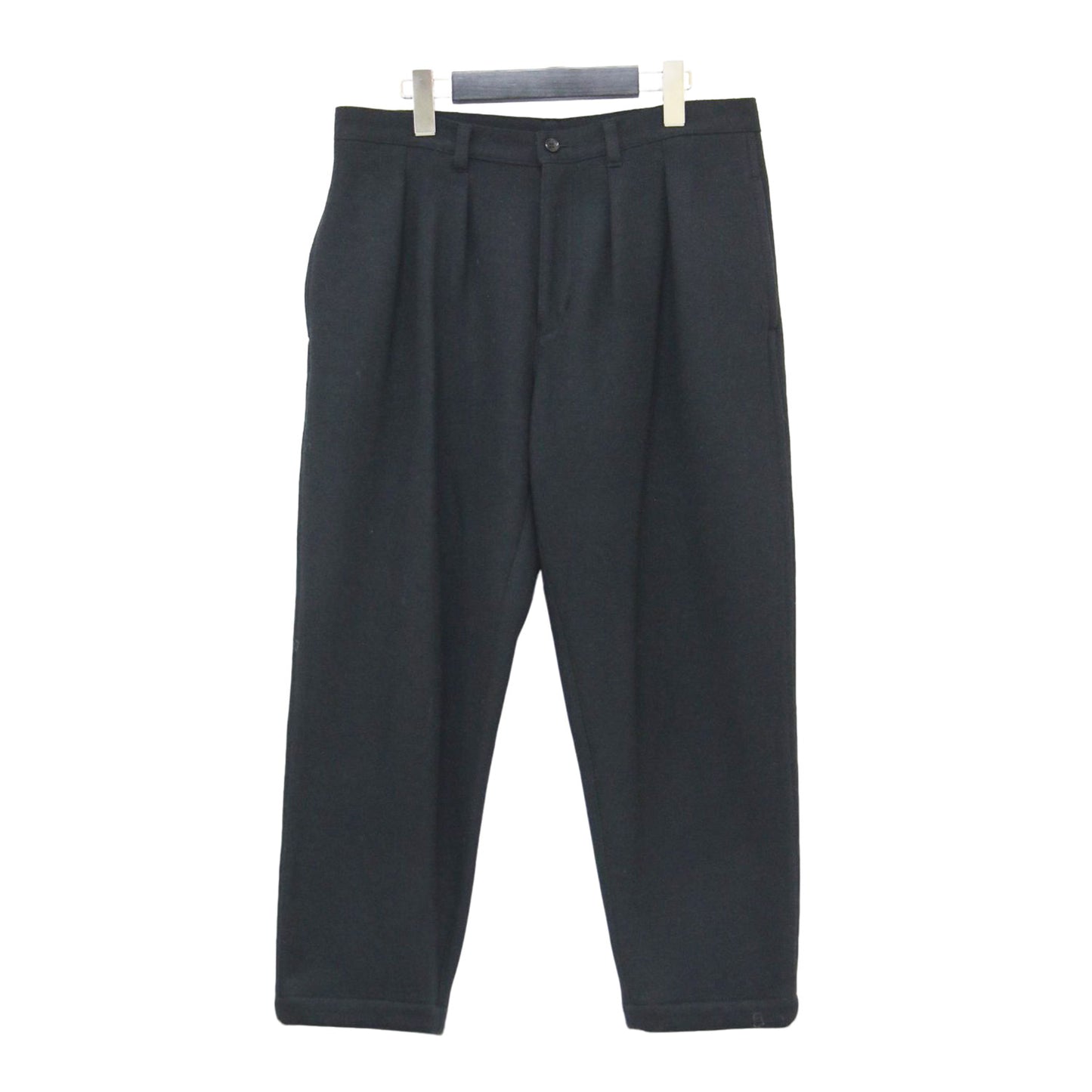 ウール ナイロン ダブルフェイスパンツ / テーパード ツータック クロップド丈