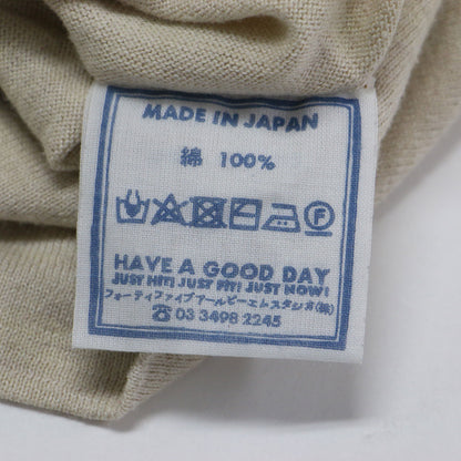 ガーゼ ニットソー スウェット / カットソー クルーネック 長袖 リブ ロゴ 刺繍