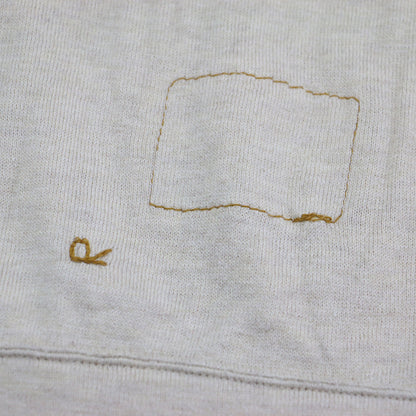 ガーゼ ニットソー スウェット / カットソー クルーネック 長袖 リブ ロゴ 刺繍