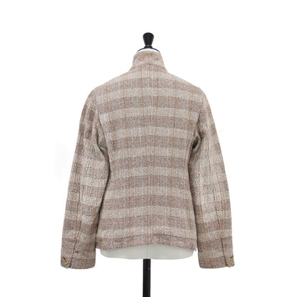 杢杢ツイードのジャケット / テーラード 長袖 コンパクト チェック柄 コットン リネン