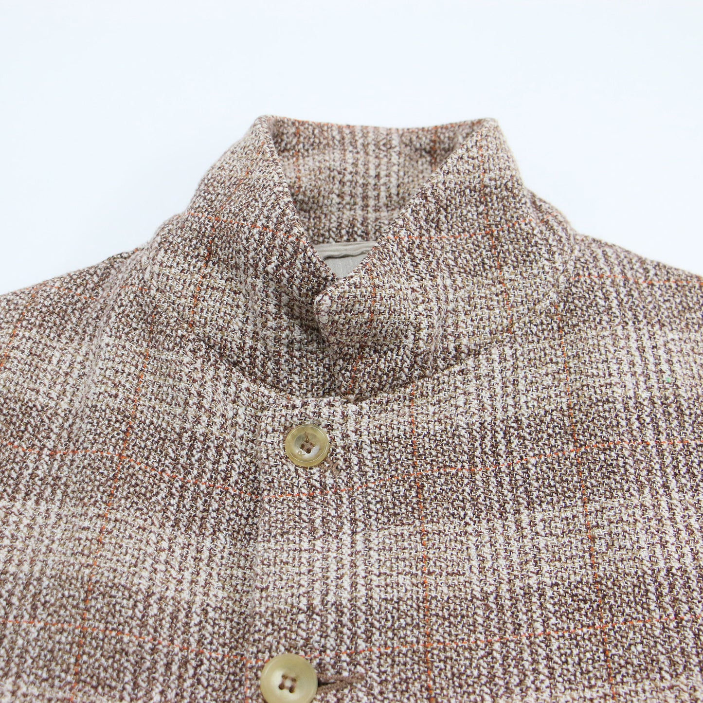 杢杢ツイードのジャケット / テーラード 長袖 コンパクト チェック柄 コットン リネン