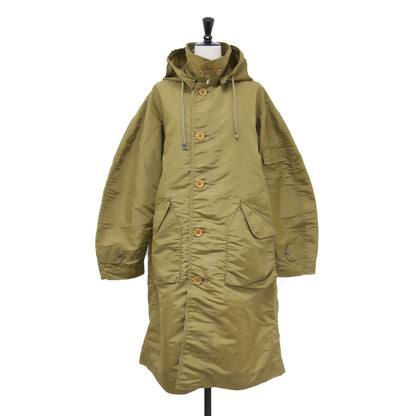 厚ナイロンの908ミリタリーコート / ロング丈 Aライン フード ドローコード ジップ ロゴ ユニセックス