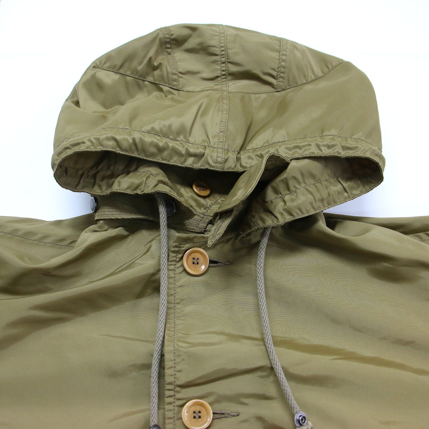 厚ナイロンの908ミリタリーコート / ロング丈 Aライン フード ドローコード ジップ ロゴ ユニセックス