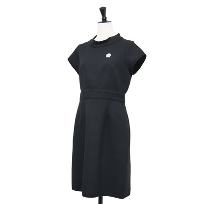 ファンシーラメ ブッチャー ワンピース / ドレス スタンドカラー フレンチスリーブ ミニ丈 デイジー刺繍