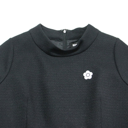 ファンシーラメ ブッチャー ワンピース / ドレス スタンドカラー フレンチスリーブ ミニ丈 デイジー刺繍