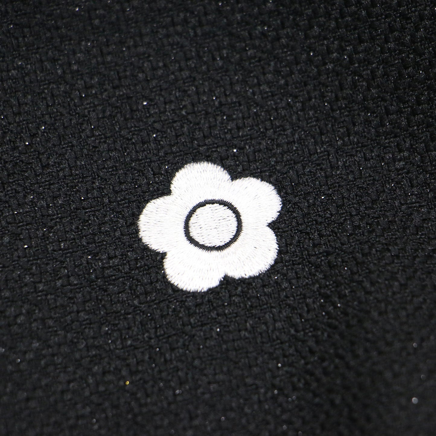 ファンシーラメ ブッチャー ワンピース / ドレス スタンドカラー フレンチスリーブ ミニ丈 デイジー刺繍