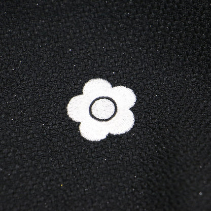 ファンシーラメ ブッチャー ワンピース / ドレス スタンドカラー フレンチスリーブ ミニ丈 デイジー刺繍