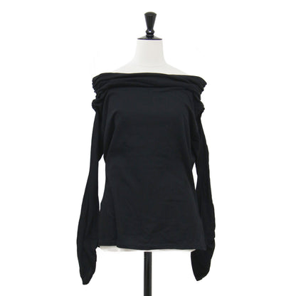 24秋冬 ギャザー オフショル カットトップス / カットソー 長袖 コンパクト コットン