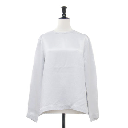 25春夏 サテン ロングスリーブブラウス / Elba Satin Cali Blouse プルオーバー クルーネック スリット