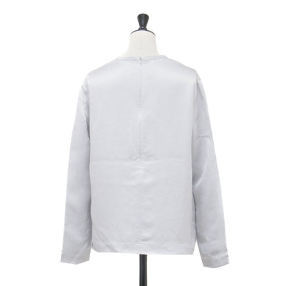 25春夏 サテン ロングスリーブブラウス / Elba Satin Cali Blouse プルオーバー クルーネック スリット