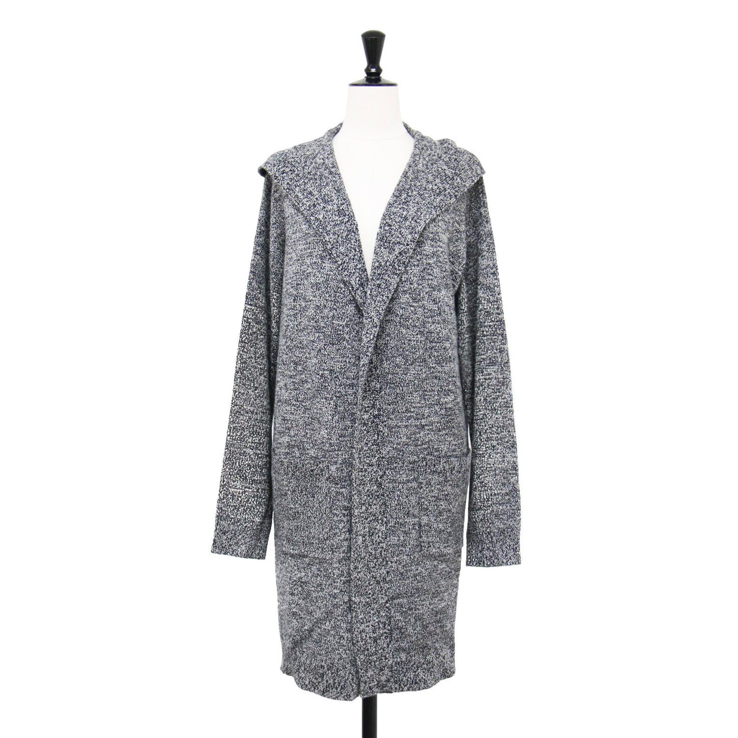 MIXニットフードロングカーディガン / ガウン 長袖 ミドルゲージ ウール カシミヤ