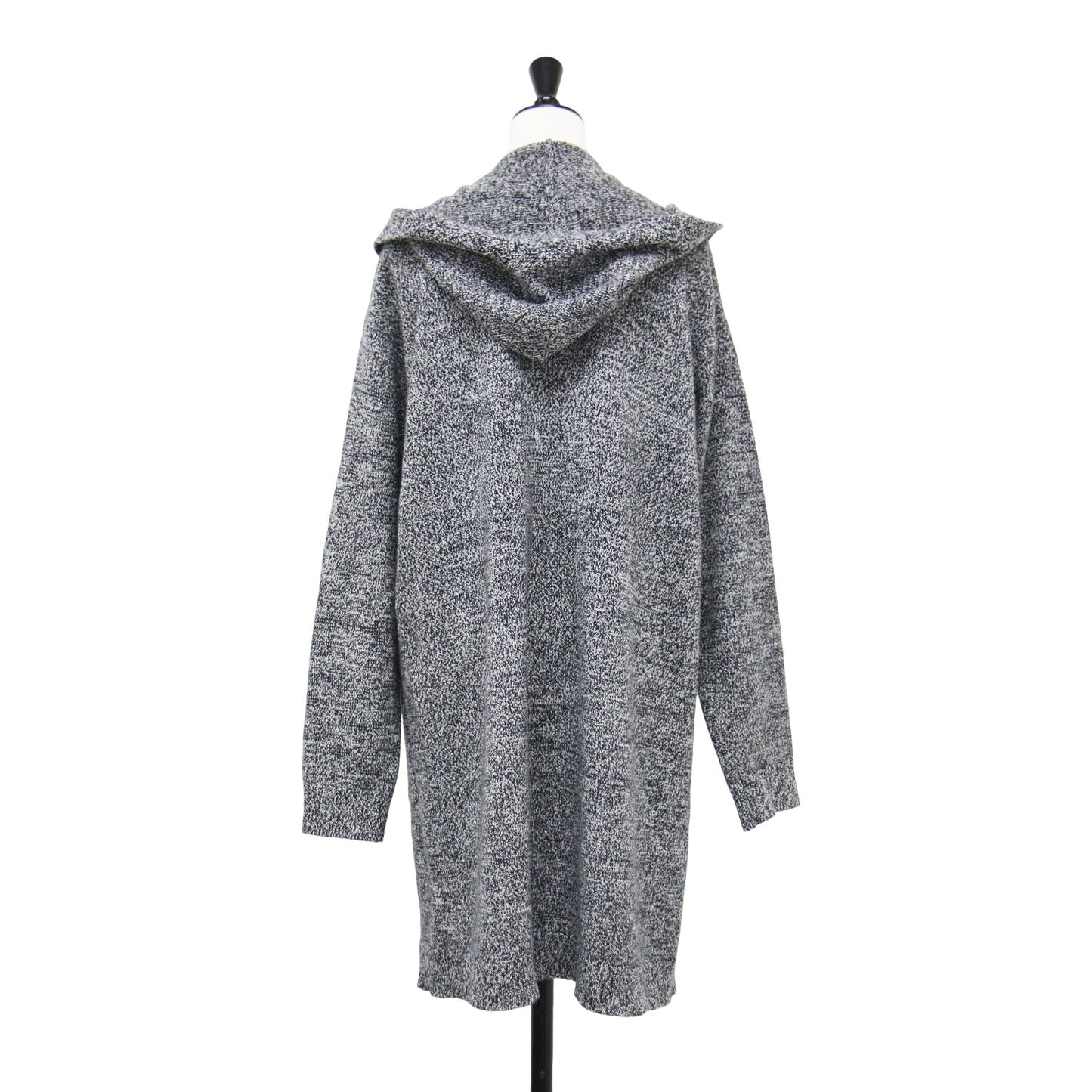 MIXニットフードロングカーディガン / ガウン 長袖 ミドルゲージ ウール カシミヤ