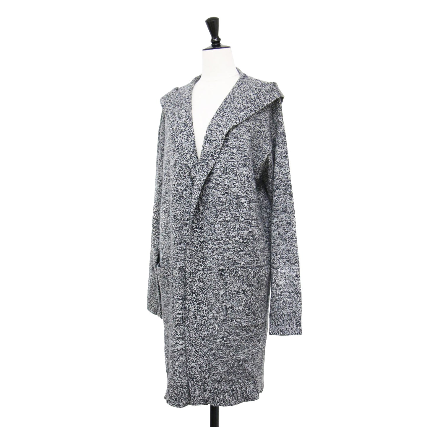 MIXニットフードロングカーディガン / ガウン 長袖 ミドルゲージ ウール カシミヤ