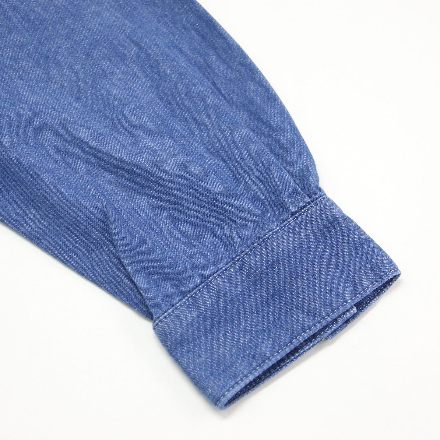 20秋冬 フリル デニム シャツ / ブラウス 長袖 バンドカラー カットオフ コットン