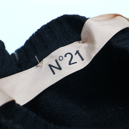 フェイクファー コンビ 半袖 ニット / ブラウス プルオーバー クルーネック ドッキング ウール