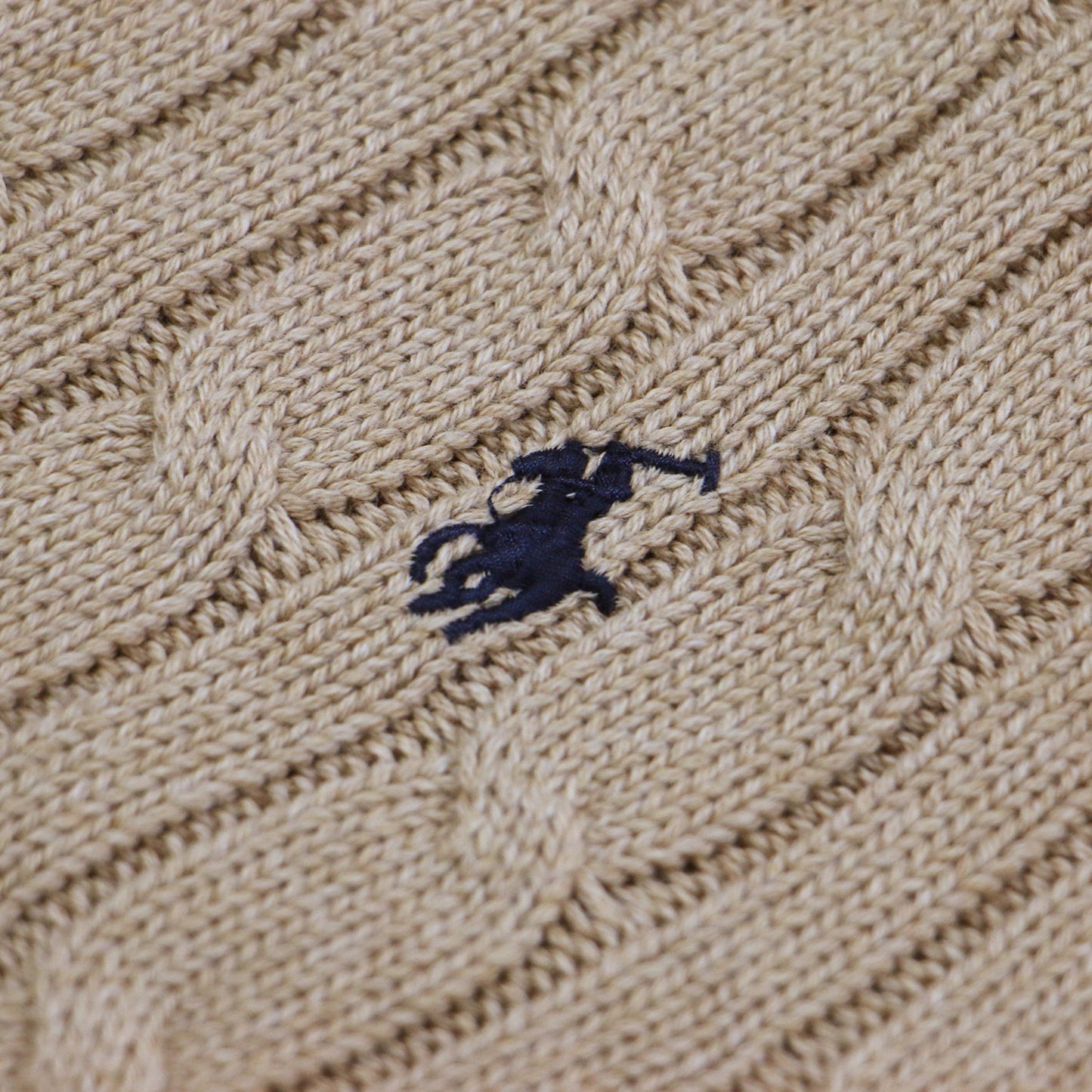 コットン ケーブル ニット / セーター プルオーバー クルーネック 長袖 刺繍