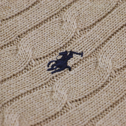 コットン ケーブル ニット / セーター プルオーバー クルーネック 長袖 刺繍