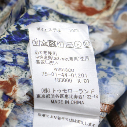 24秋冬 ポリエステル プリント ギャザー フリル ブラウス / シャツ プルオーバー ショート丈 長袖 ボリュームスリーブ シャギー