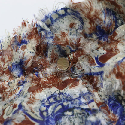 24秋冬 ポリエステル プリント ギャザー フリル ブラウス / シャツ プルオーバー ショート丈 長袖 ボリュームスリーブ シャギー