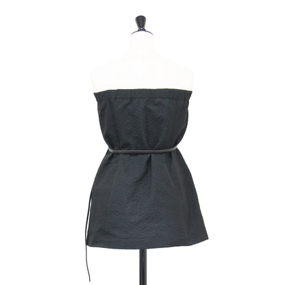 20秋冬 ポリエステル ナイロン スリートジャガード フロントボタン ビスチェ / トップス フレア ベルト付き