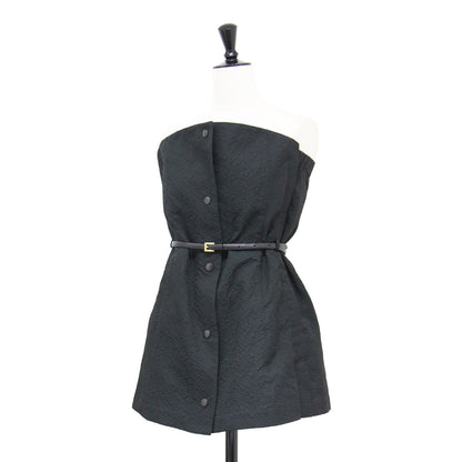 20秋冬 ポリエステル ナイロン スリートジャガード フロントボタン ビスチェ / トップス フレア ベルト付き