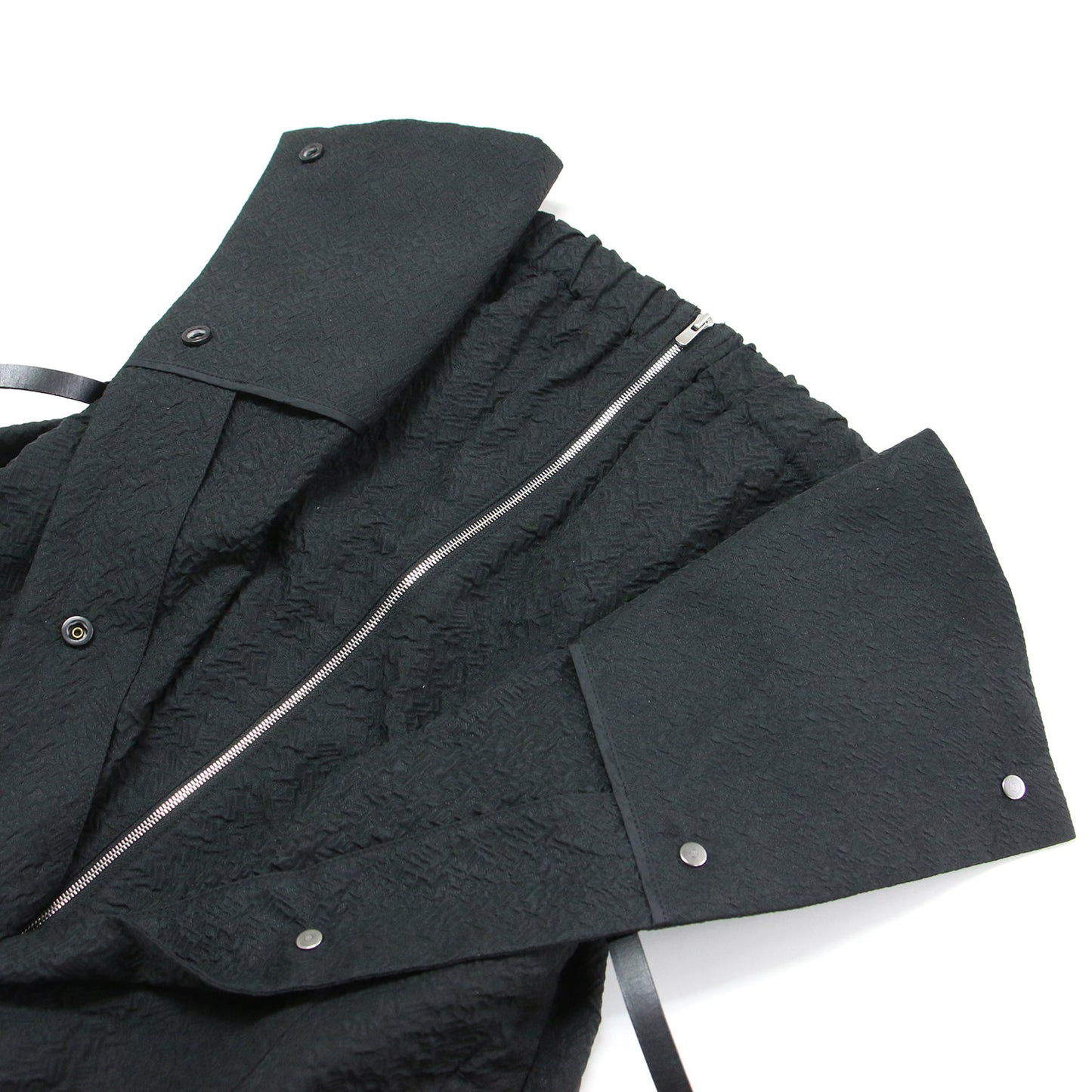 20秋冬 ポリエステル ナイロン スリートジャガード フロントボタン ビスチェ / トップス フレア ベルト付き