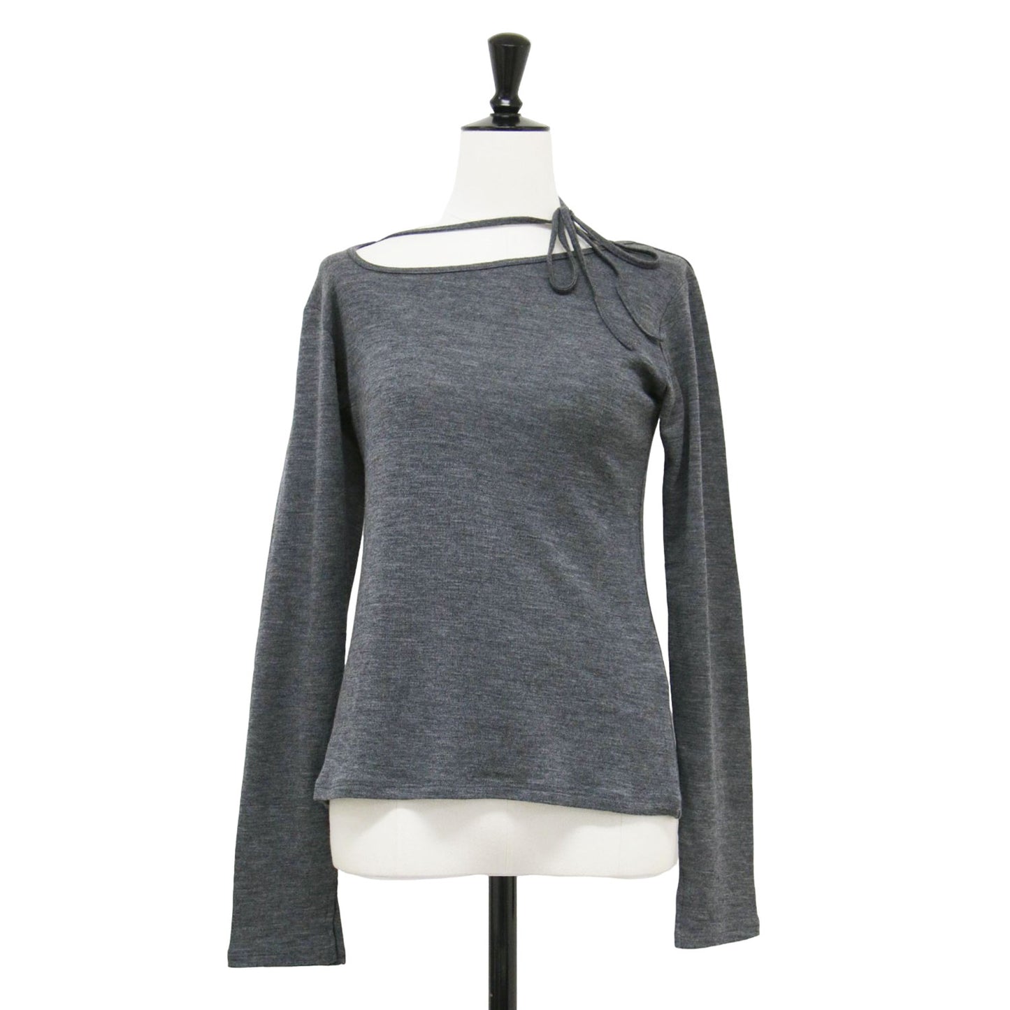 25秋冬 ウール ネックチョーカー プルオーバー / WOOL NECK CHOKER P/O カットソー 長袖 アシンメトリー