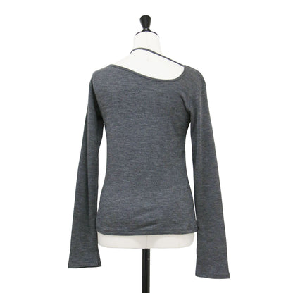 25秋冬 ウール ネックチョーカー プルオーバー / WOOL NECK CHOKER P/O カットソー 長袖 アシンメトリー